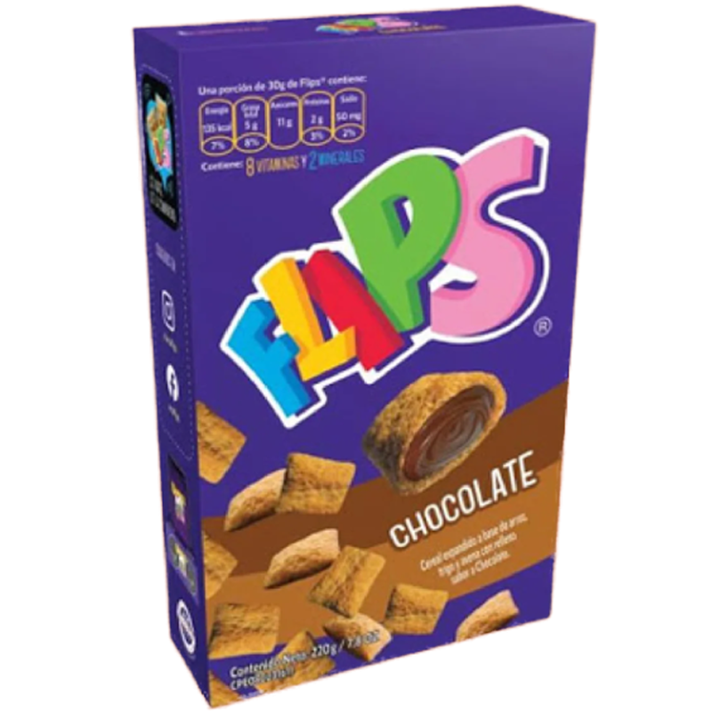 Cereali al sapore di cioccolato Flips 220g