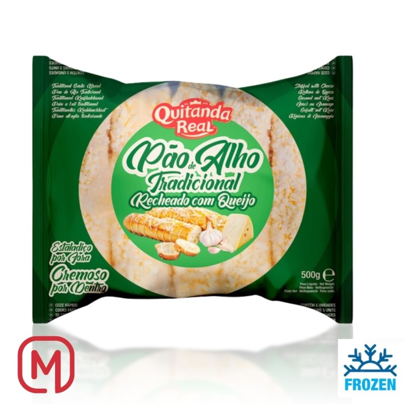 Pao de Alho tradicional Recheado com queijo, Quitanda Real 500gr