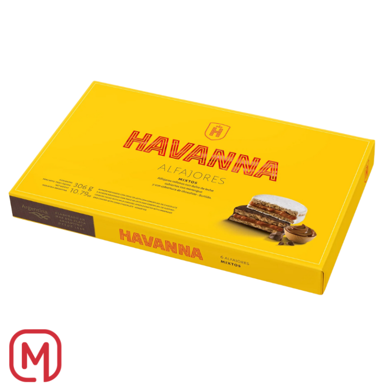Alfajores Havanna con meringa e cioccolatto fondente per 6 pezzi (biscotti con dolce di latte)