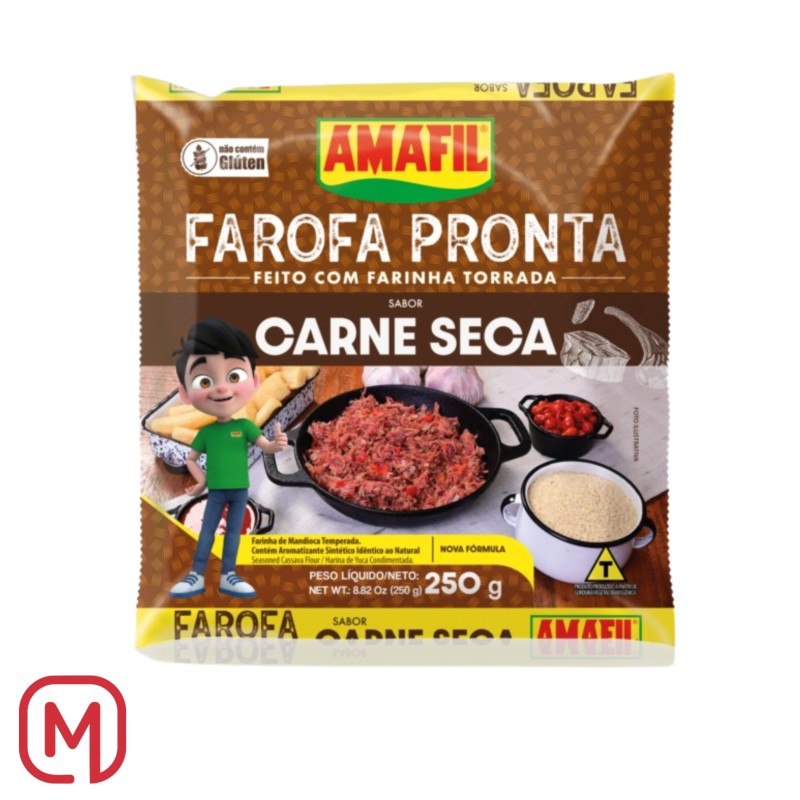Farofa Pronta - carne seca 250gr Amafil