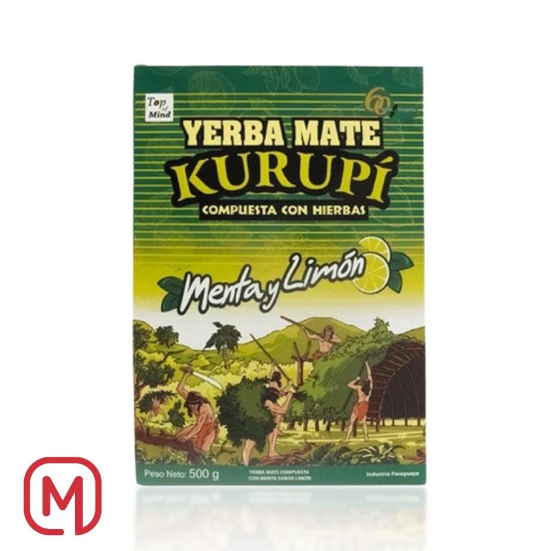 Yerba Mate compuesta con hierbas Menta y Limon 500G Kurupi