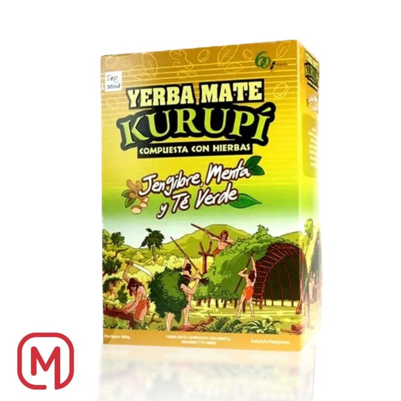 Yerba Mate Zenzero e Menta, Mate Jengibre y Menta Kurupi 500g